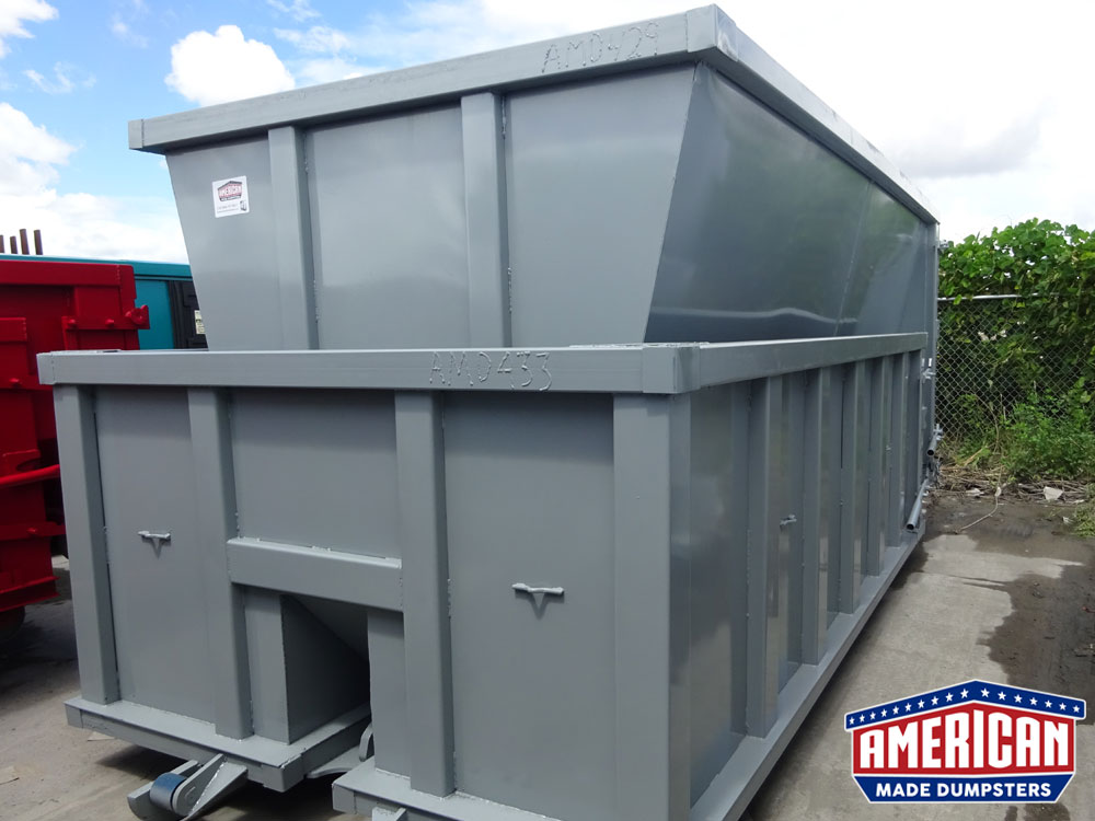 15 Yard Slant Wall Style Cable Roll-Off Dumpsters - American Made Dumpsters
